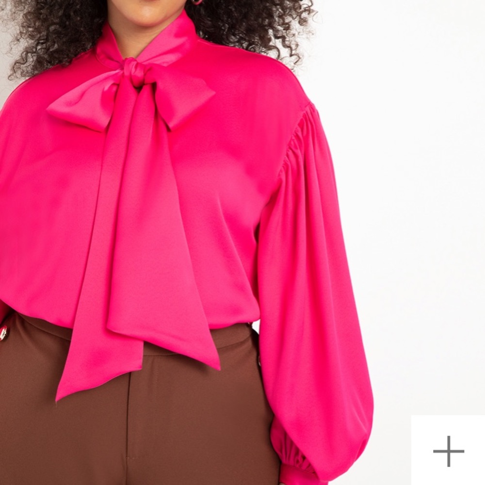 NWT ELOQUII 26W Bow Blouse High Lo Hem
